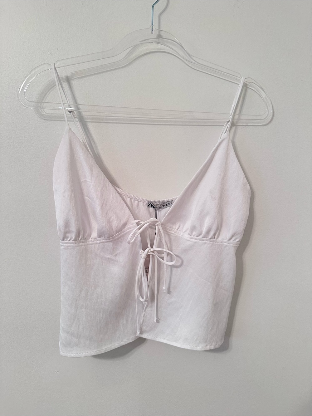 *NWT* Zara White Tie-Front Spaghetti Strap Camisole